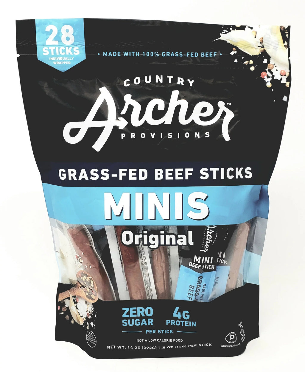 100% Grass-Fed Beef Sticks Minis Original 56 Individually Wrapped Sticks X7216