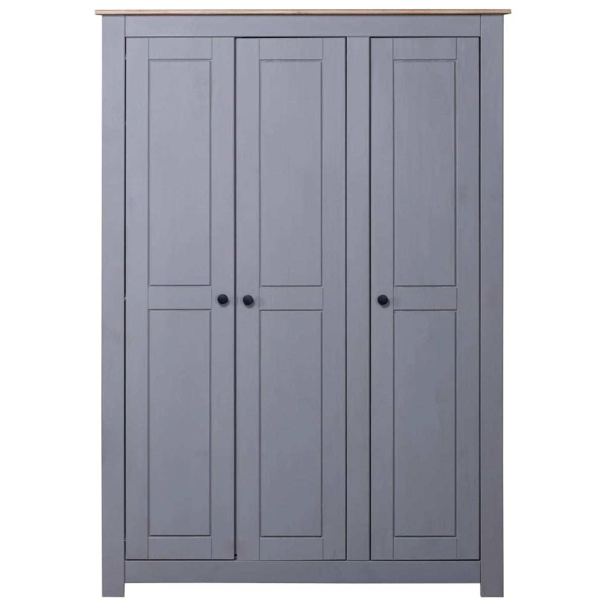 3-Door Gray Pine Wardrobe O91699