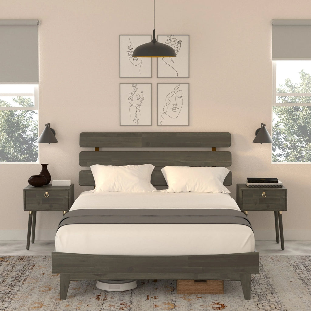 Queen Adjustable Headboard Solid Wood Bed Frame D830