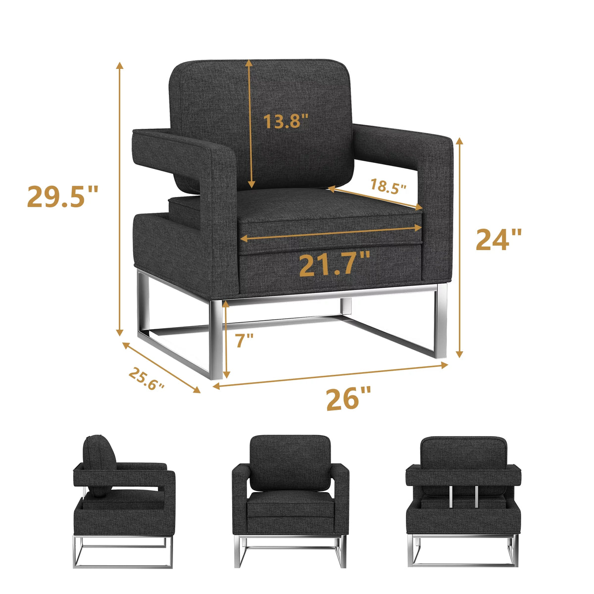 Black Upholstered Accent Chair K408977