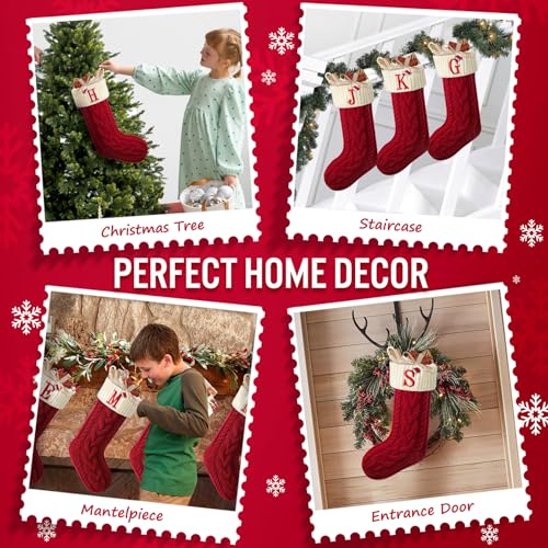 Large Embroidered Knit Christmas Stocking with Hook L443