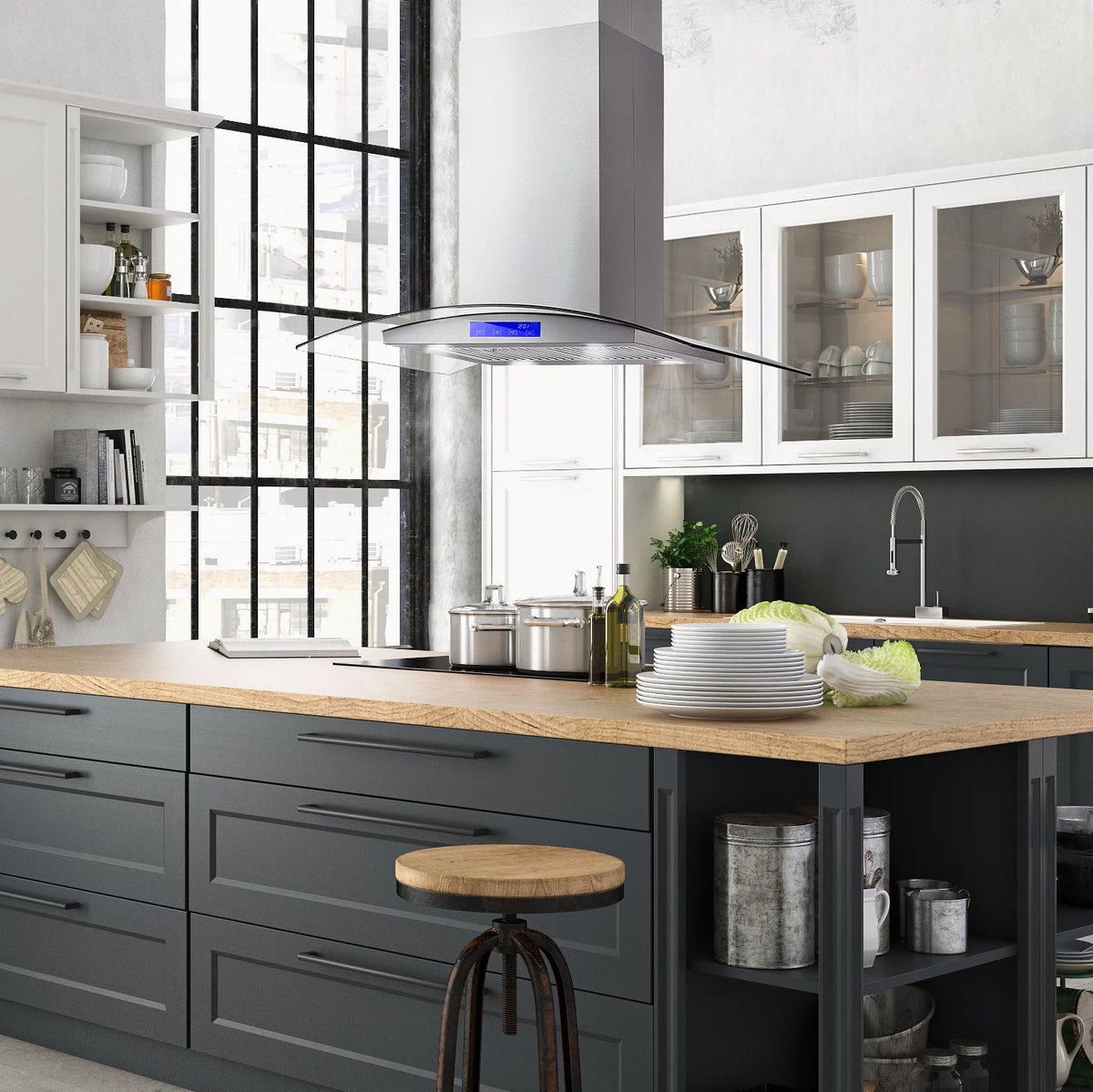 36 in. Ducted Island Range Hood in Stainless Steel I5924