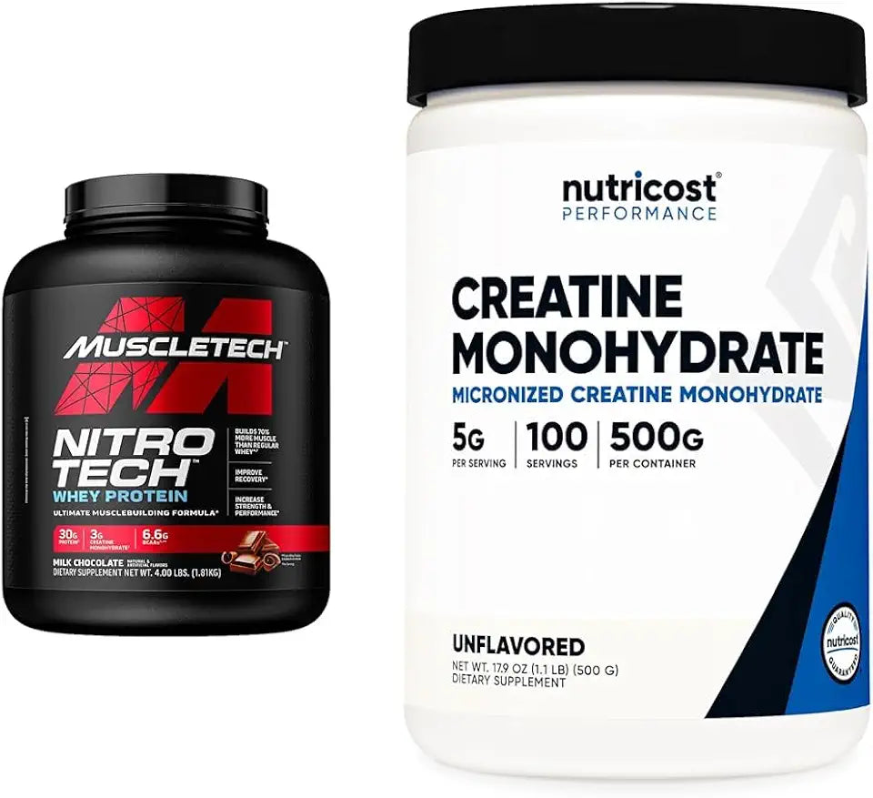 Whey Protein Powder 4 Pound and Creatine Monohydrate Micronized Powder 500G W587111