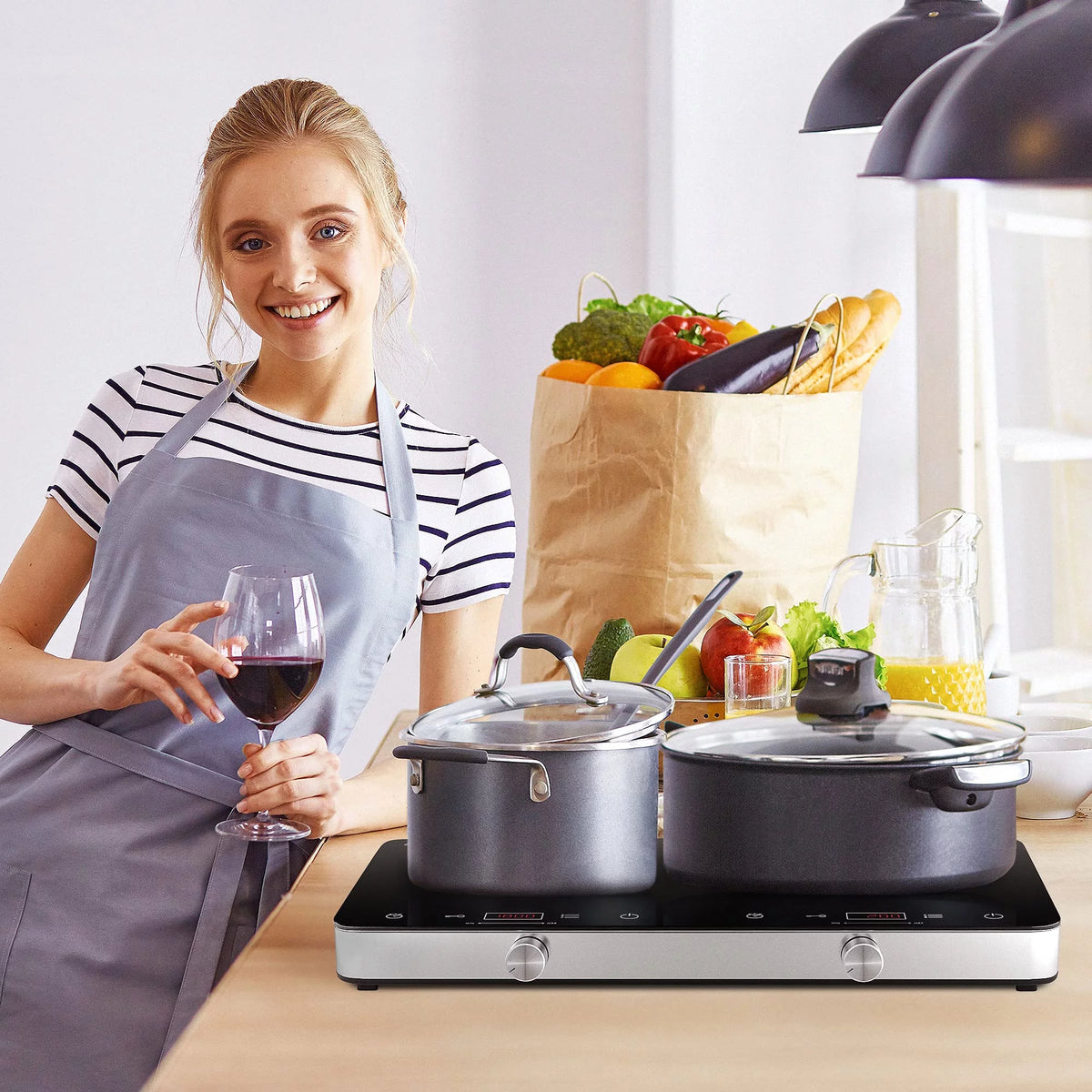 1800W Double Burner Electric Induction Cooktop J61576
