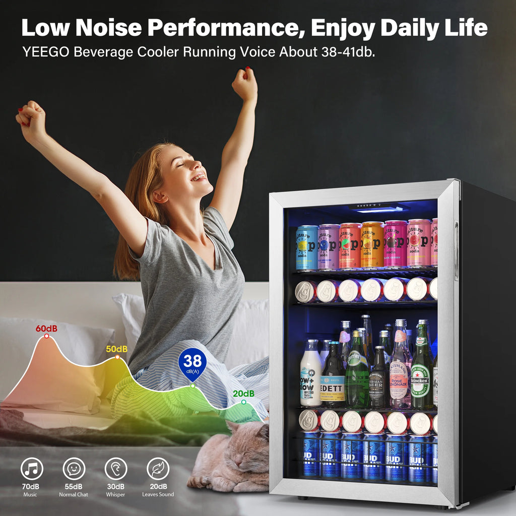 141-180 Can Freestanding Mini Beverage Refrigerator with Glass Door J2382