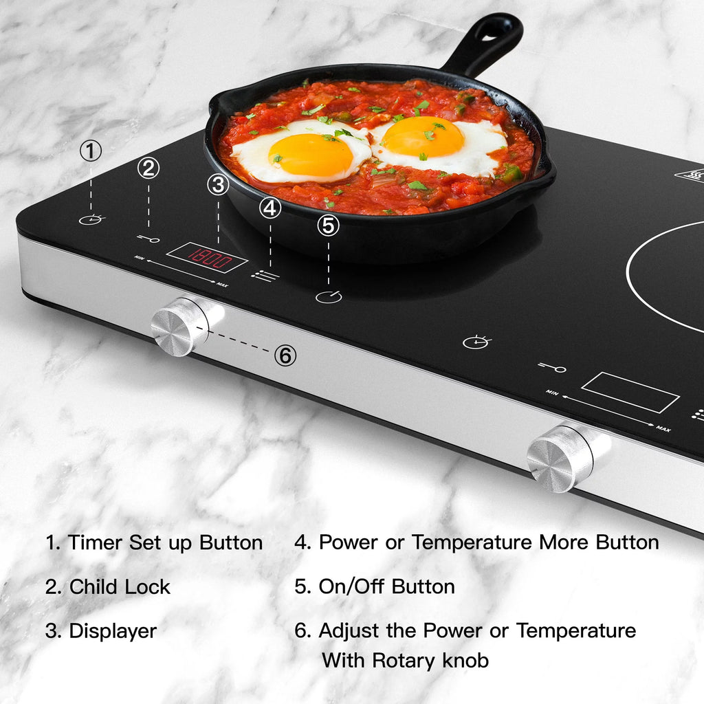 1800W Double Burner Electric Induction Cooktop J61576