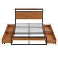 Metal Platform Bed Frame with Four Drawers and Wooden Headboard R85711