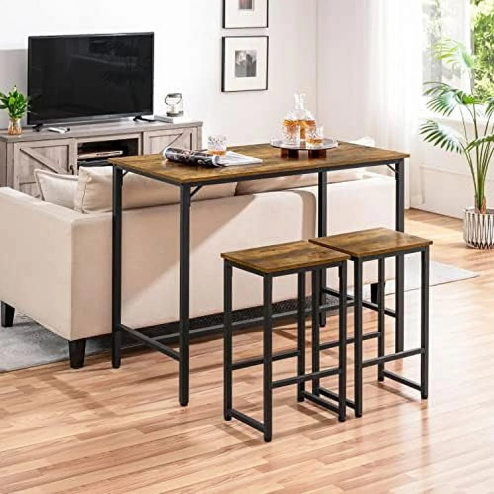 3 Piece Counter Height Dining Table with Stools Set of 2 D7393
