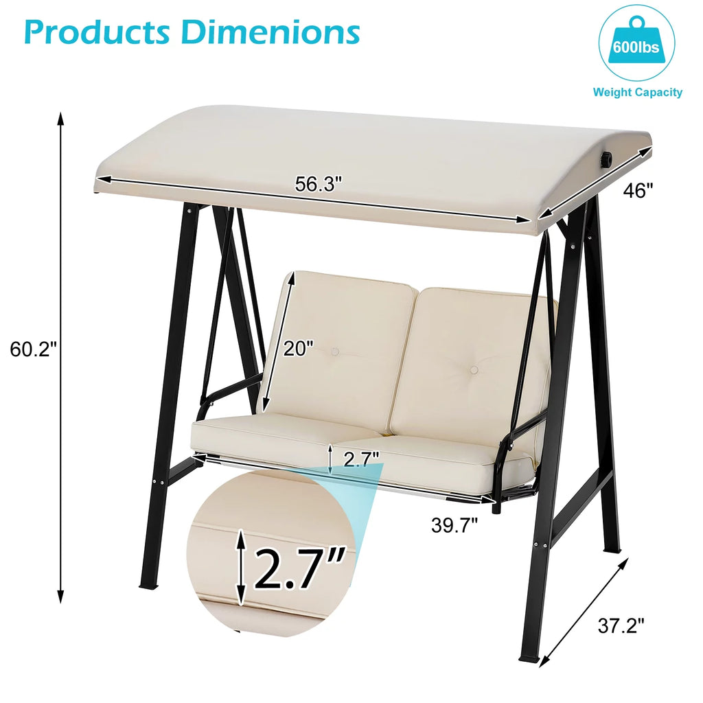 Beige Steel Outdoor Patio Swing Chair R157445