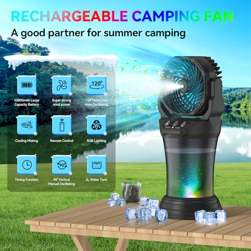 Portable Camping Misting Fan with Remote Control I430