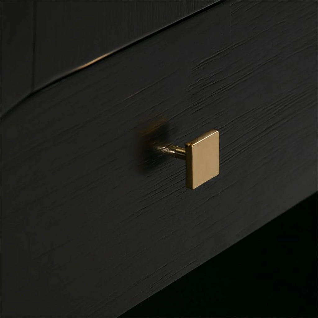 Black 6-Drawer Acacia Veneer MDF Wood Dresser T8626