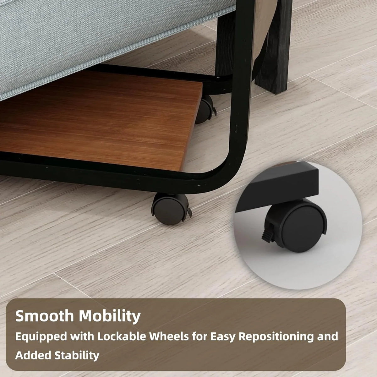 C-Shaped End Table with Double Layer Shelves C283823