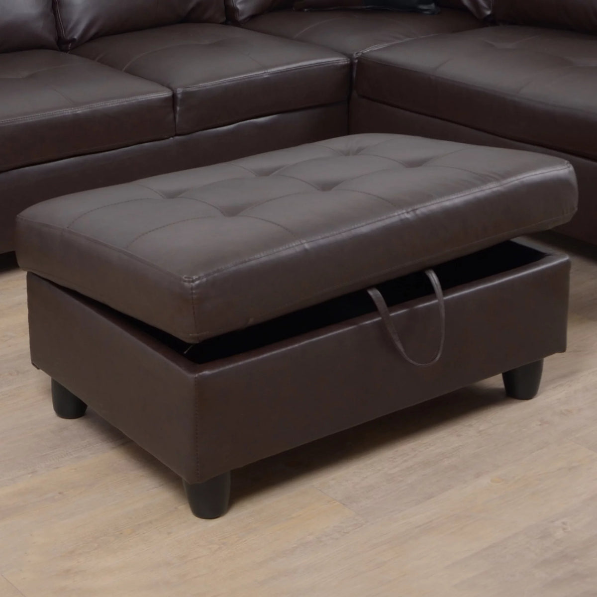 Brown Faux Leather 3 Pc Sectional Sofa Set B7866