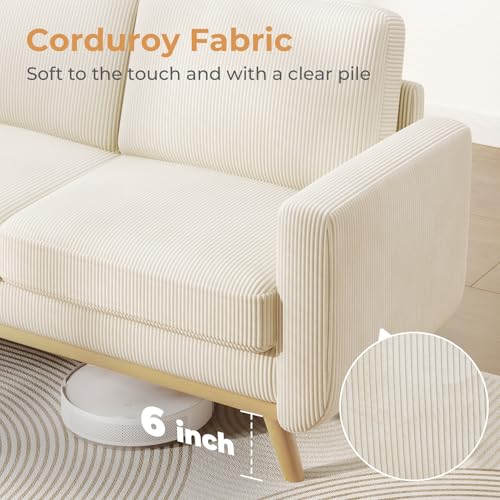 Beige Corduroy Loveseat Sofa L607124