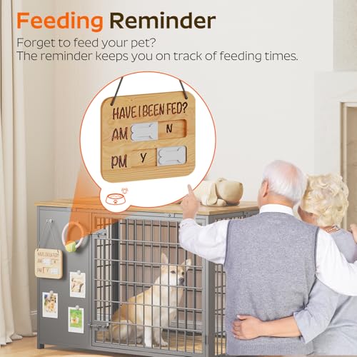 Foldable White and Walnut Wooden Dog Crate Furniture G90331