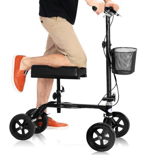 Foldable Knee Walker Scooter with Basket Black U67069