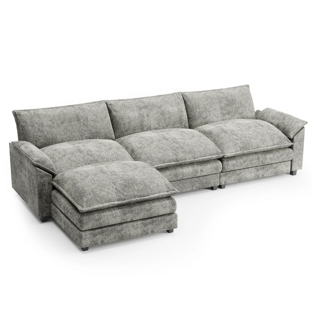 Gray L-shaped Sectional Sofa with Reversible Chair E3926