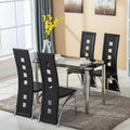 5 Piece Tempered Glass Dining Table Set with 4 Chairs Z2890