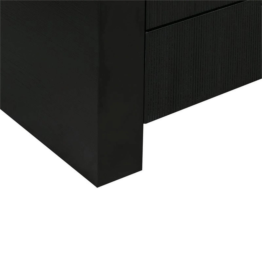 Black 6-Drawer Acacia Veneer MDF Wood Dresser T8626