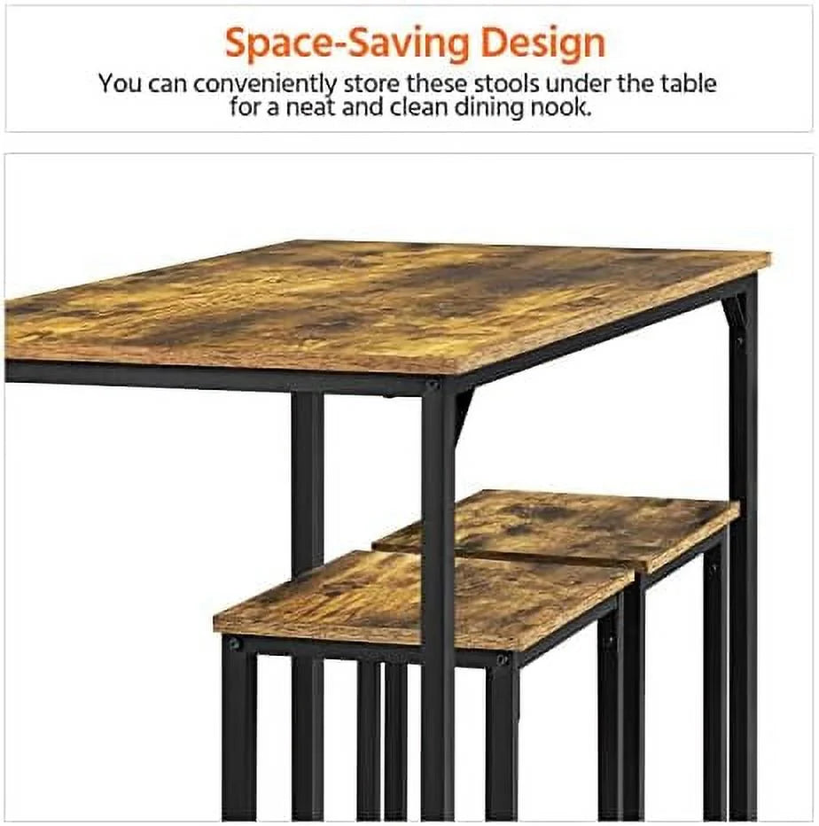 3 Piece Counter Height Dining Table with Stools Set of 2 D7393