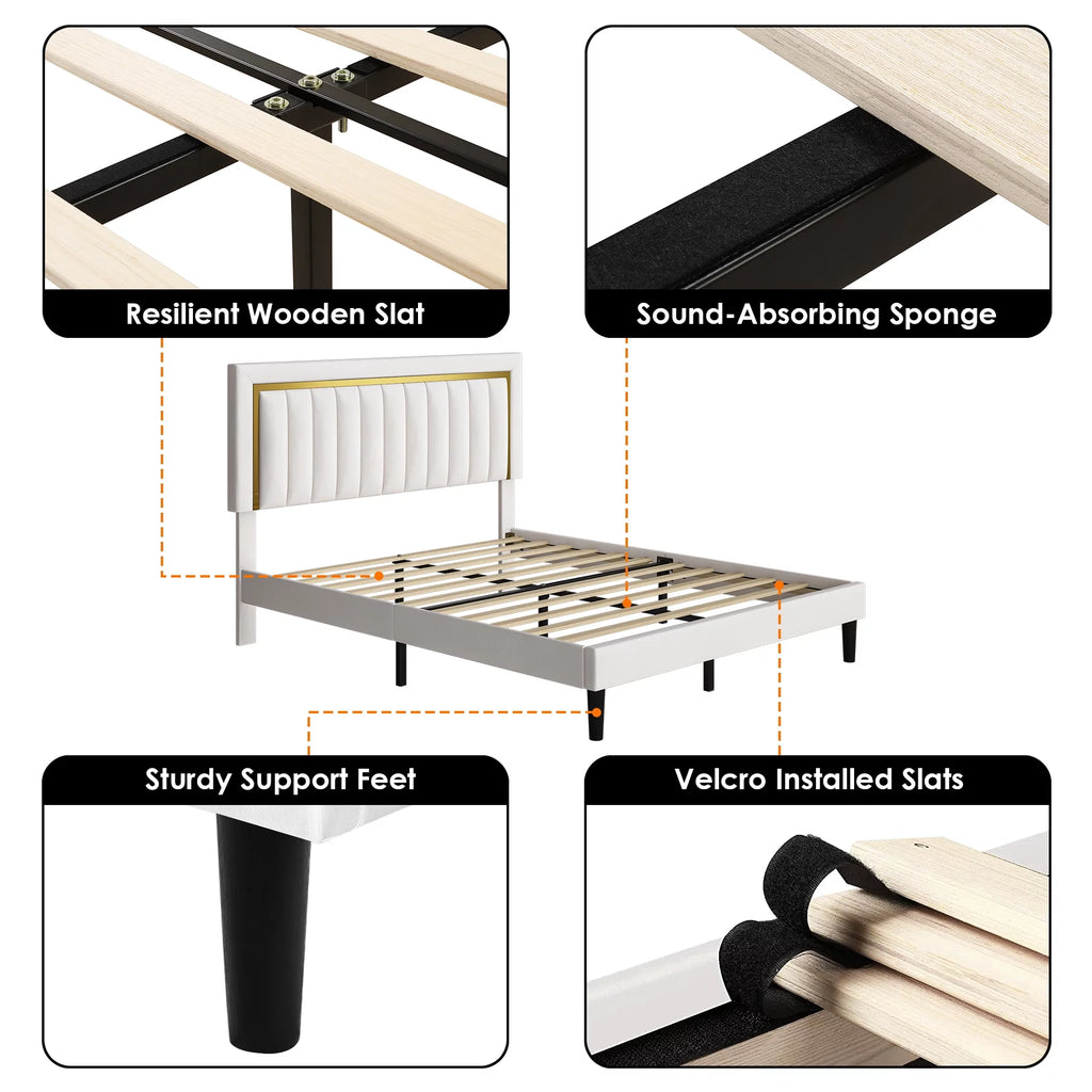 Queen Velvet Tufted Upholstered Platform Bed Frame X382