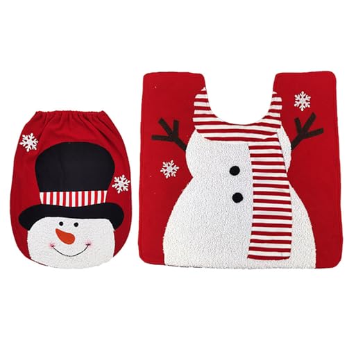 Christmas Snowman Toilet Seat Cover and Mat Bathroom Set W600