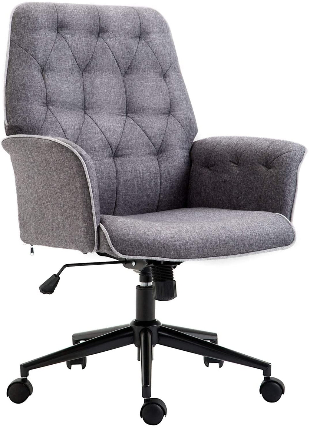 Dark Gray Tufted Linen Home Office Chair B306