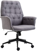Dark Gray Tufted Linen Home Office Chair B306