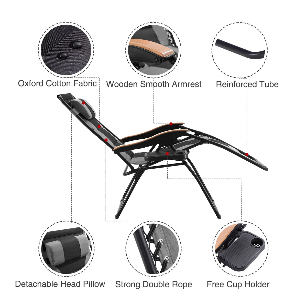 Gray Zero Gravity Padded Folding Chair with Cup Holder X486385