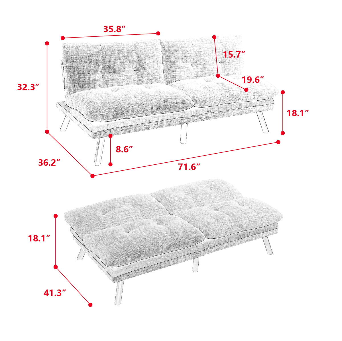 Grey Convertible Sofa Bed J303632