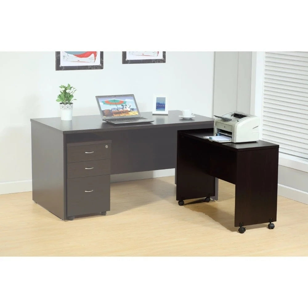 Dark Brown Finish Desk Return with Display Top N361882