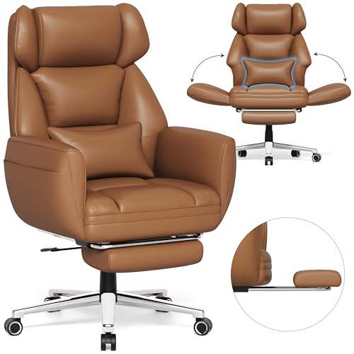 Ergonomic Chair with Footrest, Reversible Armrests, Brown T3584