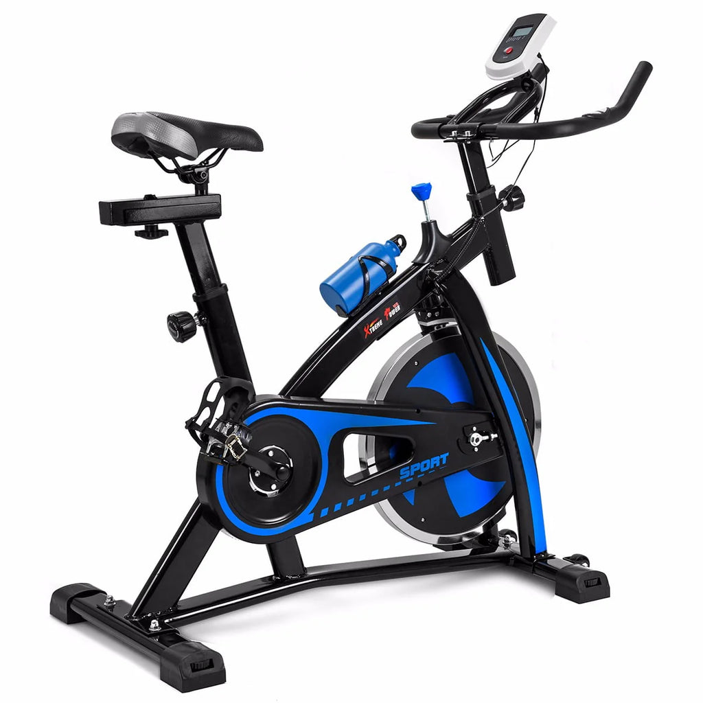 Blue Stationary Exercise Bike with Bottle Holder D87047