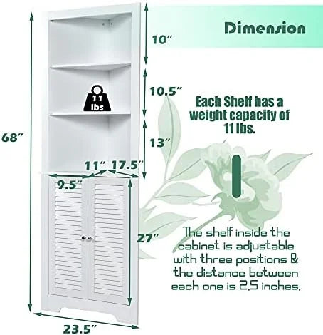 Corner Hutch Cabinet with Shutter Doors and Adjustable X392