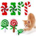 6 Pcs Catnip Cat Toys Peppermint Candy Cane Cat Chew Toy Soft Interactive Kitten Teething Toys Cat Pillow G308