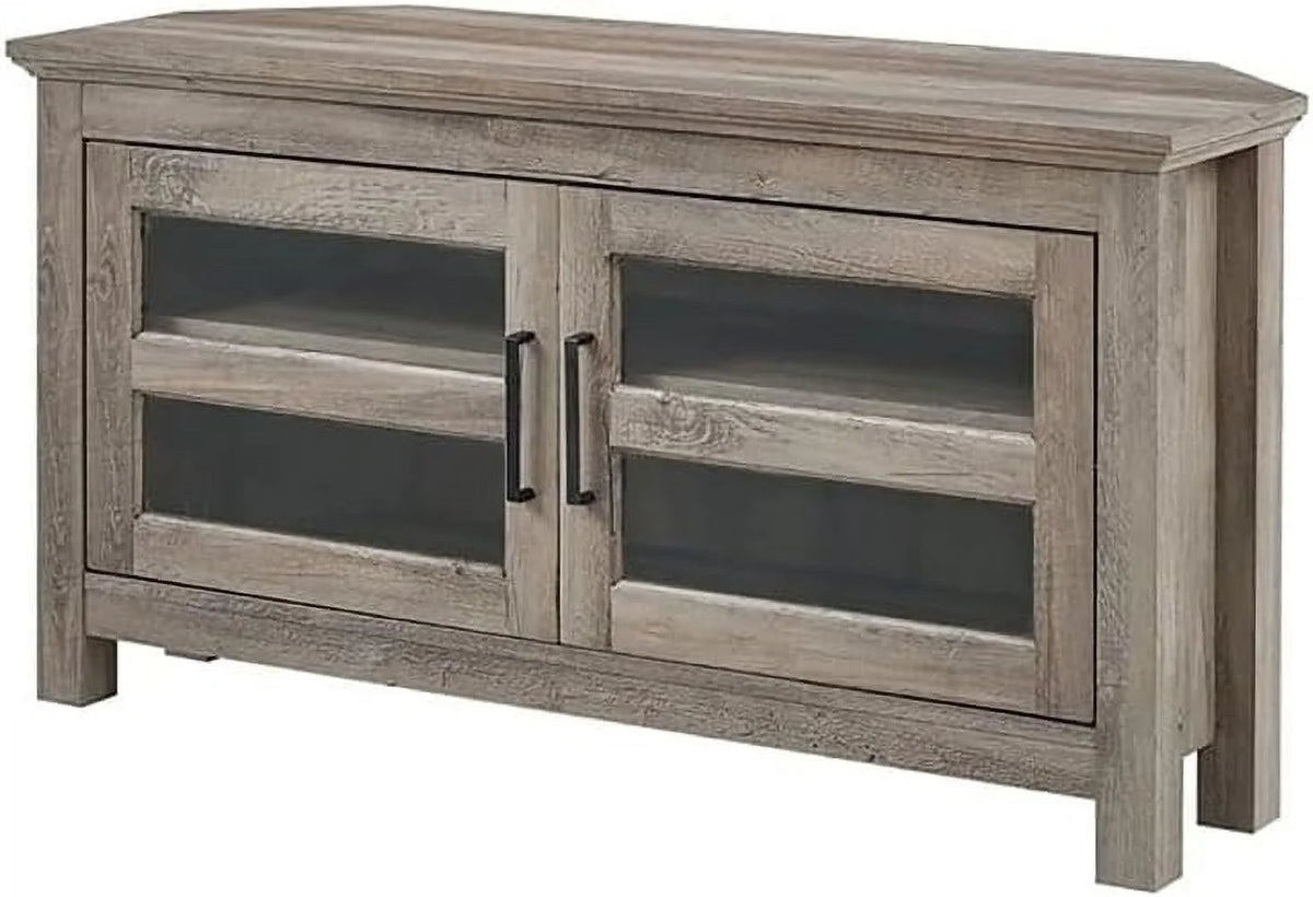 44" Corner TV Stand Console in Gray Wash Q8480