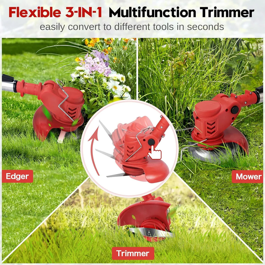 Cordless Electric Weed Trimmer Edger Mower 3-in-1 Cutting Tool Y86045