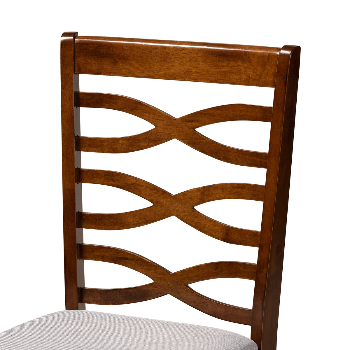 Grey Fabric Upholstered Walnut Brown Wood 7-Piece Dining Set Q914096