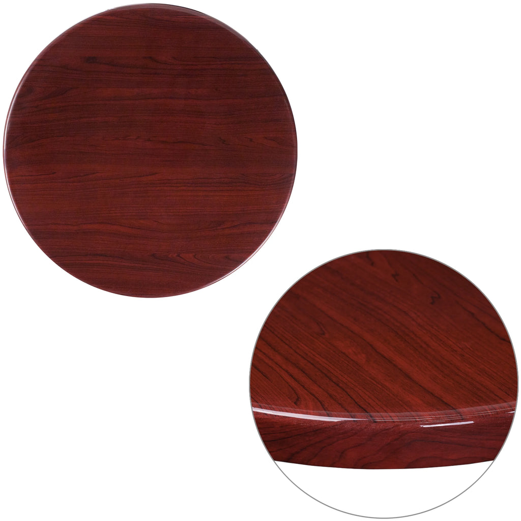 24'' Round High-Gloss Mahogany Resin Table Top Y761161