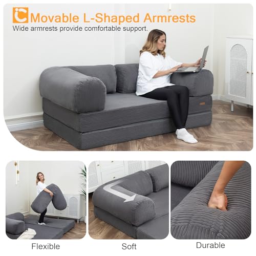 Dark Grey 4-in-1 Foldable Futon Sofa Bed D5760