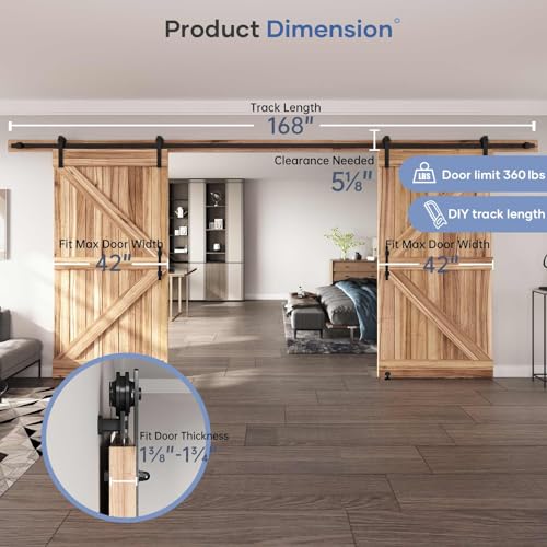 12 FT Double Sliding Barn Door Track and Handle Hardware Kit Z56775