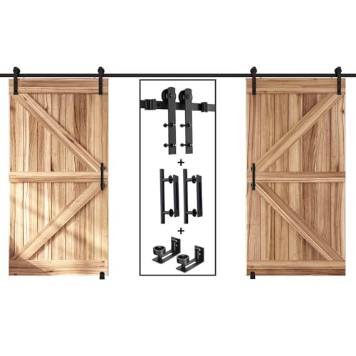 12 FT Double Sliding Barn Door Track and Handle Hardware Kit Z56775
