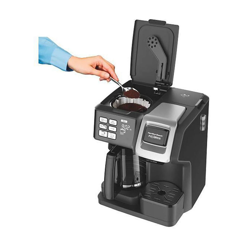 2-Way Coffee Maker with K-Cup Pods or Grounds, 12c Pot, Black & Silver P189259