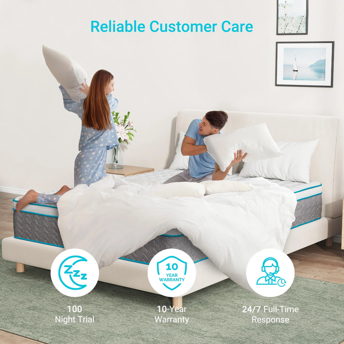 Full Size 10 inch Bamboo Charcoal Memory Foam Hybrid Mattress O55849