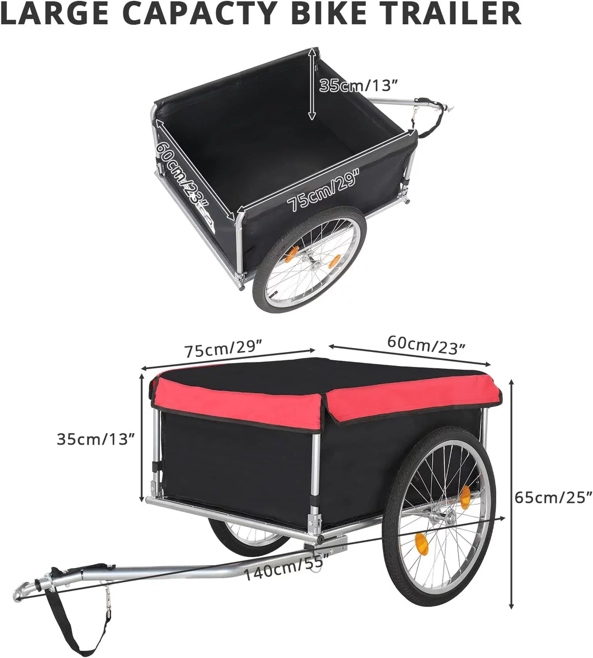 Foldable Bike Cargo Trailer with 20" Wheel & Waterproof Cover A5597