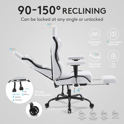 Gaming Chair with Footrest and Massage Lumbar Support Grey Black W56955