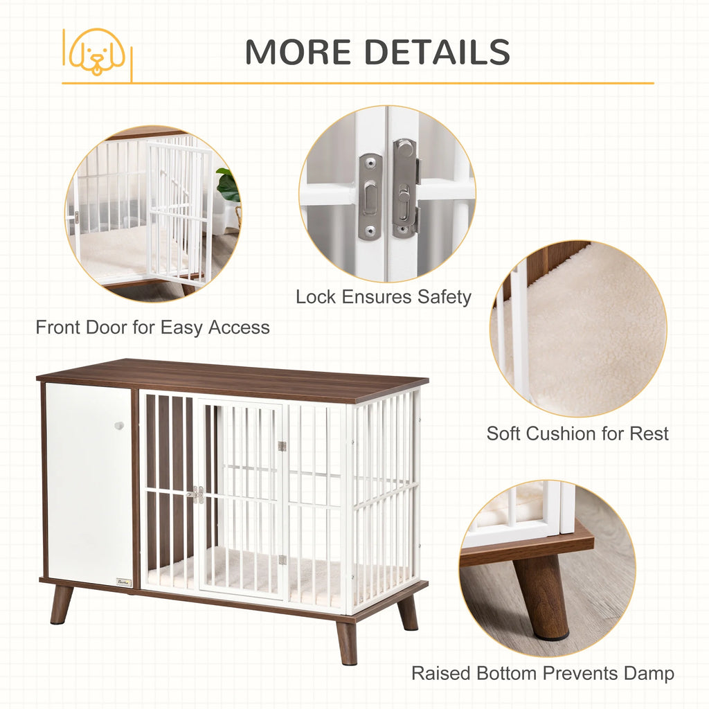 Wooden Dog Kennel End Table with Cushion W74132