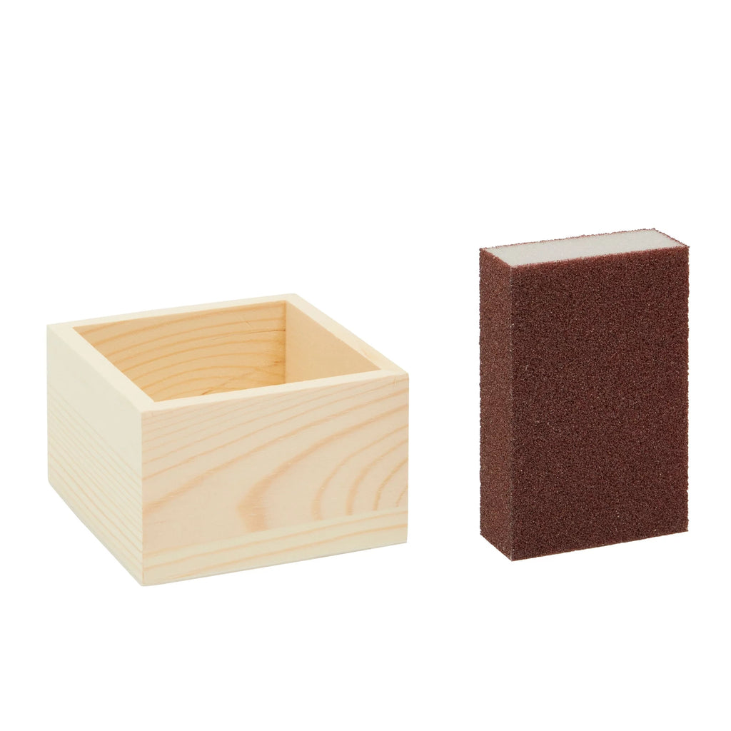 Unfinished Small Wooden Boxes with Sanding Sponge Z41383