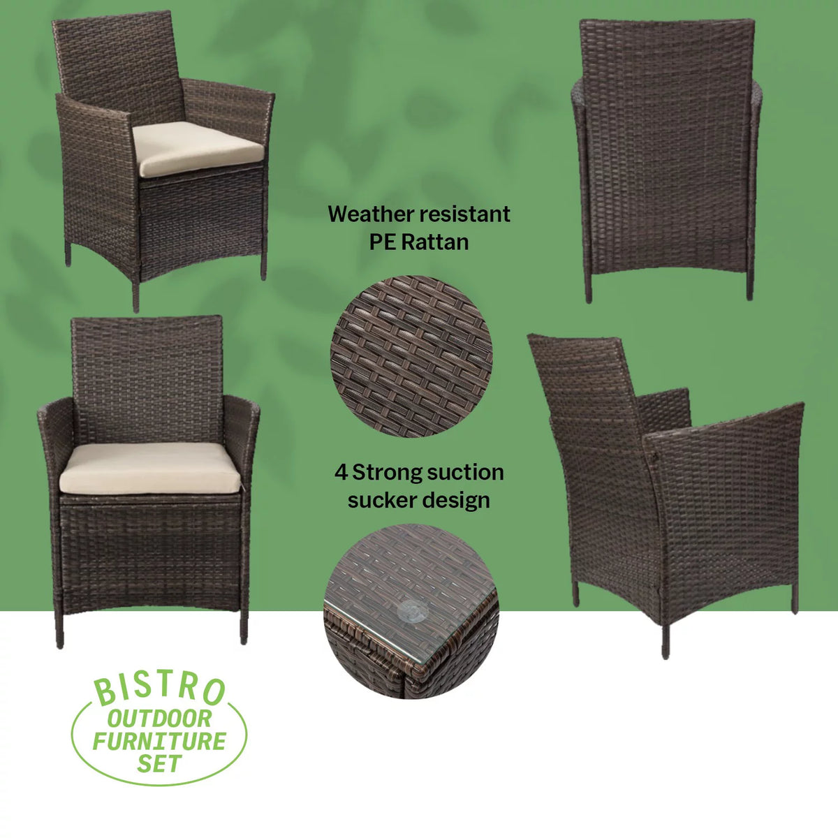 3 Piece Patio Rattan Furniture Set Beige I327