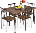 5-Piece Metal and Wood Rectangular Dining Table Set with 4 Chairs G480